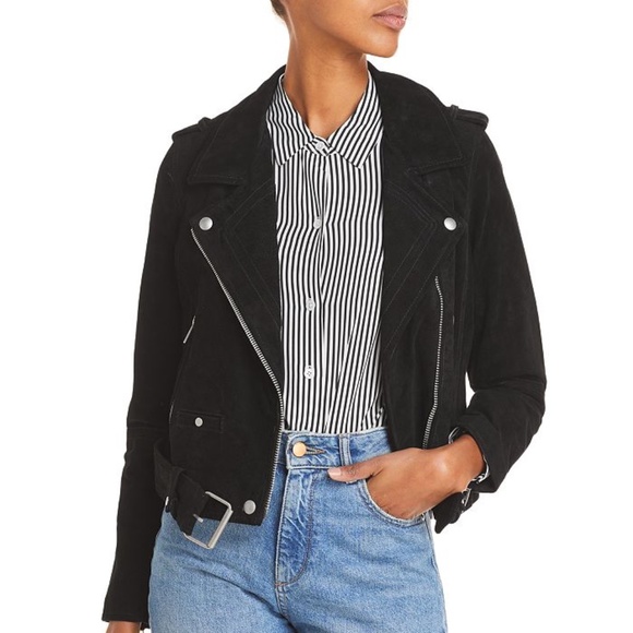 BLANKNYC* Genuine Suede Black Moto Jacket - Picture 1 of 7